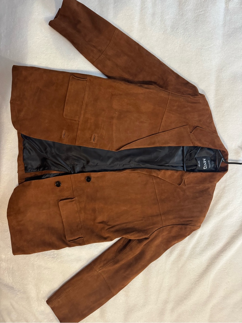 Mango selection leather Oversized Brown Suede Blazer - Picture 16 of 16